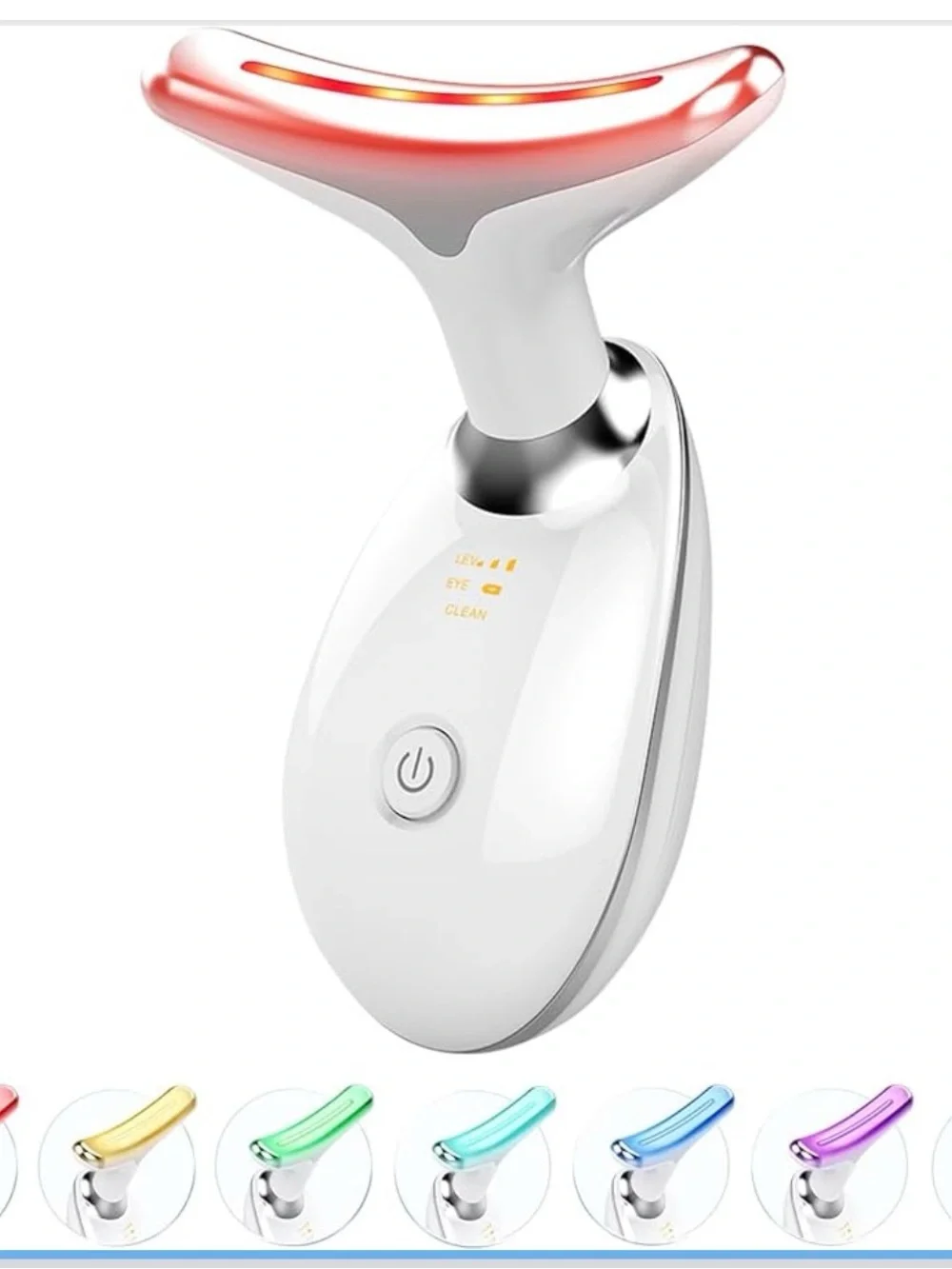 LED Facial Massager Device in White with Red Light NWT